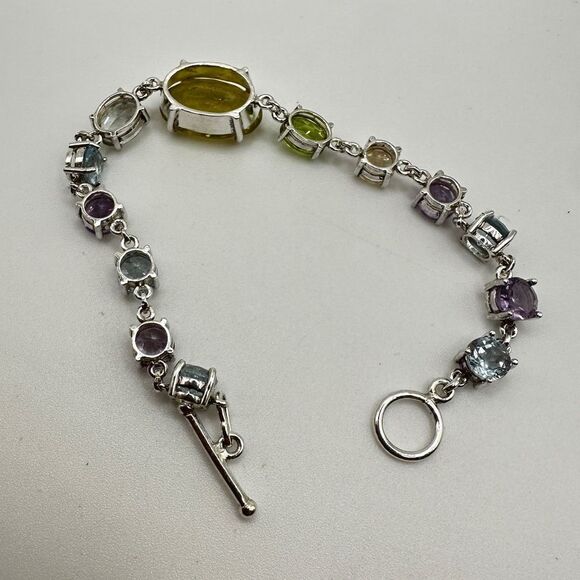 NWOT 7" One-of-a-kind Multi-gemstone and sterling silver bracelet! - Picture 10 of 16